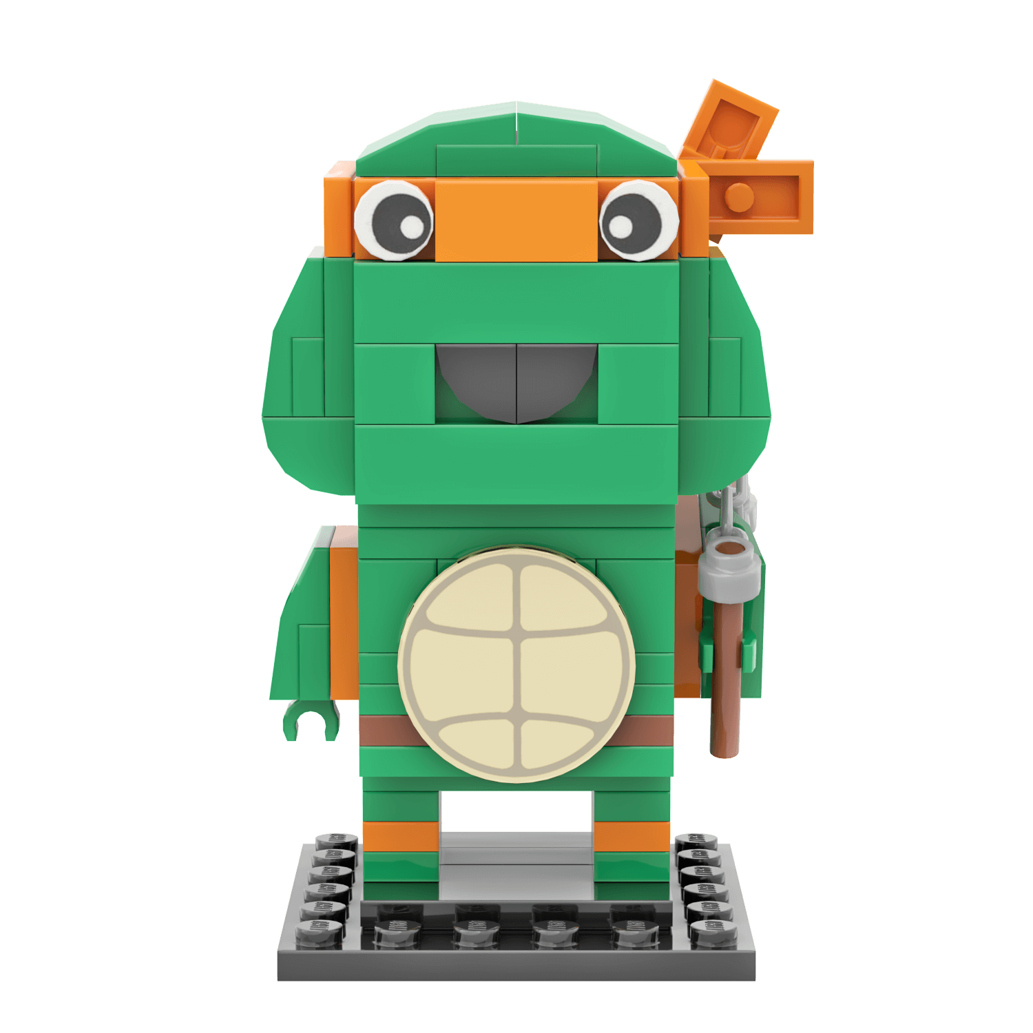 Orange Turtle Brick Head - Custom Building Set - Made Using LEGO® Parts